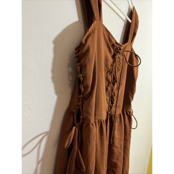 Scarlett Darkness L Corset Dress Brown Earthy Goblincore Festival Whimsigoth - Picture 4 of 10